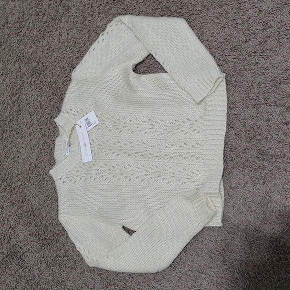 NWT Woven Heart Open Knit Ivory Sweater Women's Large - Picture 4 of 4